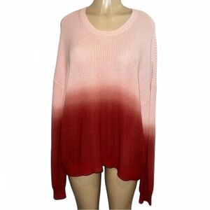 SO Oversized Ombre Crewneck Tunic Sweater XXL Light Pink to Red  Cotton Knit